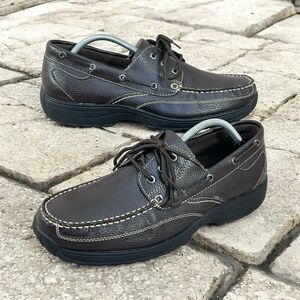 Faded Glory Mens 12 Bown Faux Leather Boat Shoe Kilroy IV Lace-Up Driving Loafer